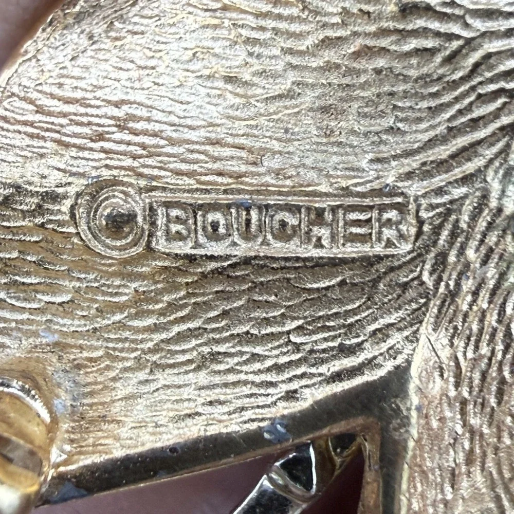 Vintage Boucher‎ Brooch Gold Tone Leaf